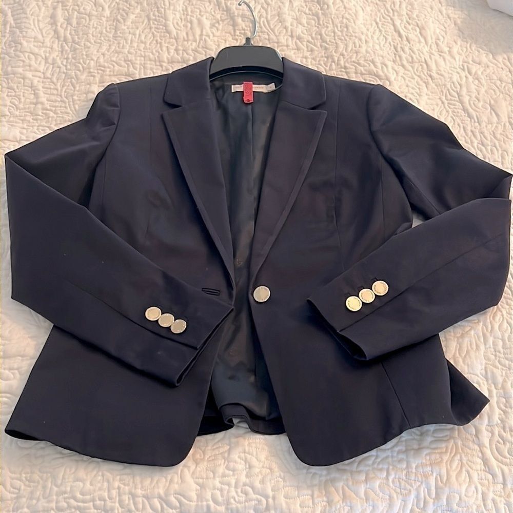 Tory Burch Blazer Pierre Navy Blue One Button Blazer